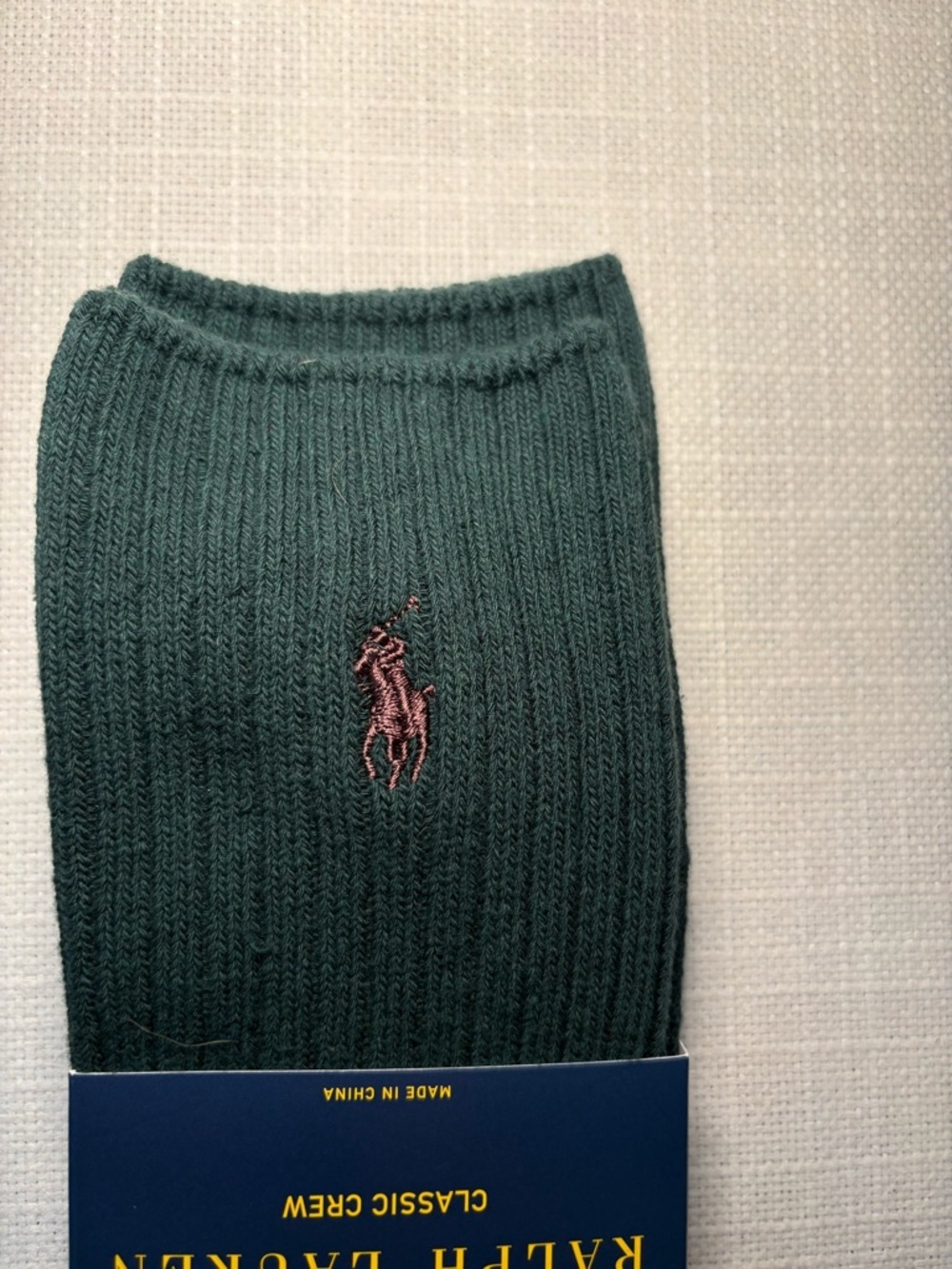 Polo Ralph Lauren Green Classic Crew Socks Men’s NWT Pony Logo Soft Cotton - Picture 4 of 4
